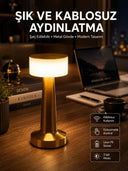 Altın Rengi Masa Ve Gece Lambası Dokunmatik Şarjlı Masa Lambası - 1