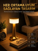 Kablosuz Renkli Masa Ve Gece Lambası Altın Rengi Dokunmatik Led Lamba - 1