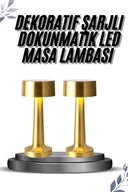 Kablosuz Renkli Masa Ve Gece Lambası Altın Rengi Dokunmatik Led Lamba - 2