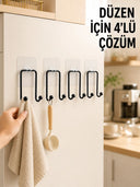 4 Adet Yapışkanlı Askı Çok Amaçlı Mutfak Banyo Düzenleyici Askılık - 1