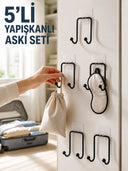 5 Adet Yapışkanlı Askı Çok Amaçlı Mutfak Banyo Düzenleyici Askılık - 1