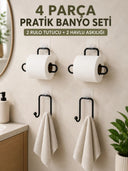 Pratik Banyo Düzenleme Seti 2 Adet Rulo Kağıt Tutucu 2 Adet Havlu Askılığı - 1
