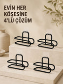 Delmeden Monte Tuvalet Kağıdı Askısı Siyah Metal Yapışkanlı Banyo Kağıtlığı 4’lü Set - 1