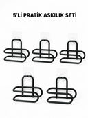 Siyah Metal Wc Kağıtlık Yapışkanlı Tuvalet Kağıdı Rulo Tutucu 5 Adet Avantajlı Set - 1