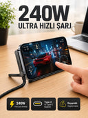 240w Type-c Telefon Standlı Örgülü Şarj Ve Data Kablosu - 1