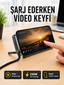 Katlanabilir Telefon Standlı 240w Type-c Hızlı Şarj Kablosu - 1