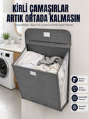 Banyo Ve Çamaşır Odası İçin Duvara Asılan Katlanabilir Çamaşır Sepeti - 1