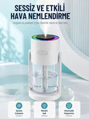 Hava Nemlendirici Led Işıklı Sessiz Çalışan Otomatik Kapanmalı Masaüstü Nemlendirme Cihazı - 1