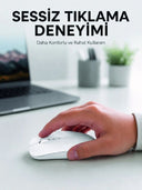 Şarjlı Wireless Mouse Bluetooth Çift Modlu Sessiz Yüksek Hassasiyetli Fare - 1