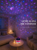 Yıldızlı Gökyüzü Projektörü Pembe Renkli Döner Çocuk Odası Gece Lambası - 1