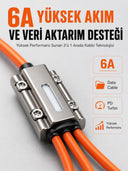 120w Hızlı Şarj Destekli 3'ü 1 Arada Çok Amaçlı Şarj Ve Veri Aktarım Kablosu - 1