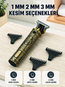 Profesyonel Saç Ve Sakal Tıraş Makinesi 1500 Mah Bataryalı 1 2 3 Mm Taraklı - 1