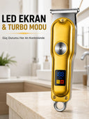 Erkek Saç Sakal Tıraş Makinesi Led Ekranlı Turbo Modlu T Bıçaklı Ense Favori Şekillendirme Makinesi - 1
