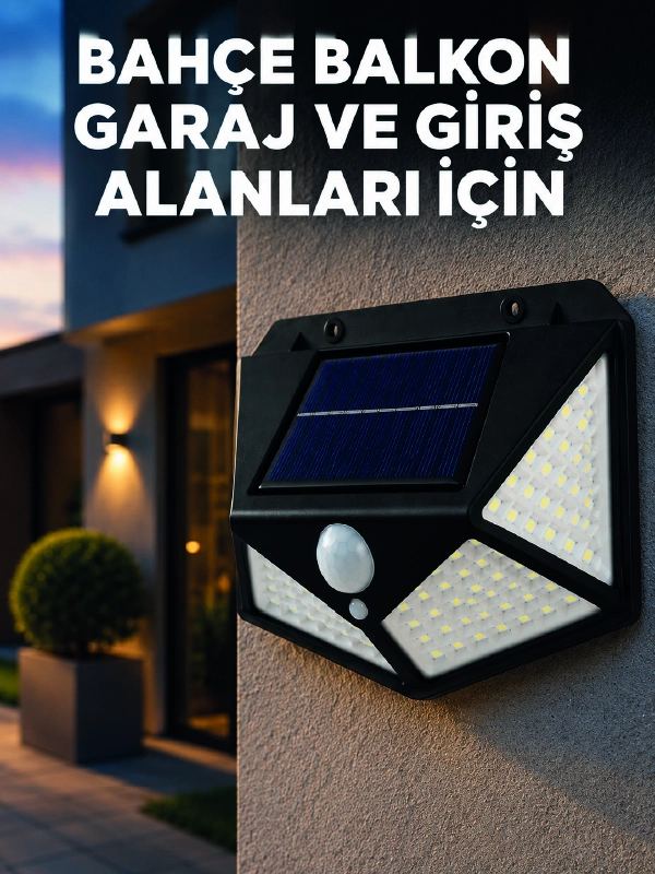Solar Led Bahçe Aydınlatma Lambası 3 Işık Modlu Sensörlü Duvar Tipi Dış Mekan