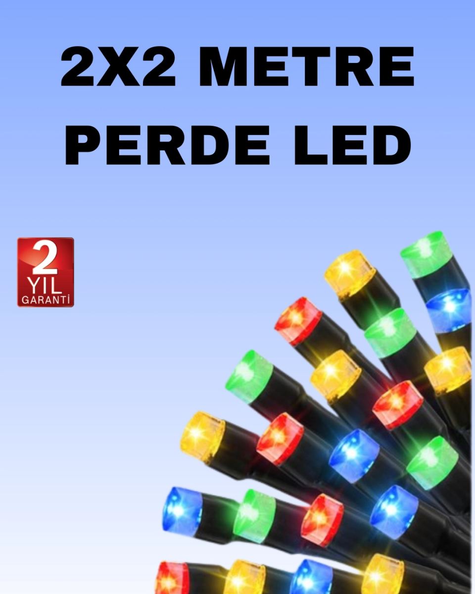 Noel Ve Parti Dekorasyonu İçin 2x2 Led Perde Işık – 8 Fonksiyonlu