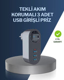 Çocuk Korumalı Termal Priz – 3'lü Usb Şarj Ve Akım Koruması - 1