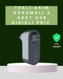 Termal Akım Korumalı 3 Usb'li Güvenli Priz – Akıllı Akım Dengeleme - 1