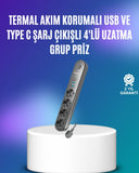 4’lü Çoklu Priz 2 Usb Type-c Girişli Akım Korumalı Siyah - 1