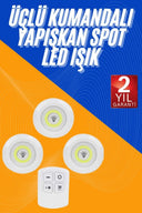 Dolap Işığı Mutfak Rafı Işığı Uzaktan Kumandalı 3 Lü Spot Led Lamba - 1