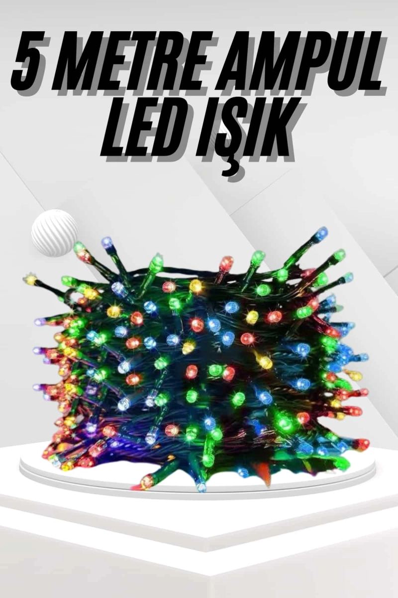 Ledli Fişli Led Dekor Lambası 5m Rgb Yılbaşı Ağacı Işığı