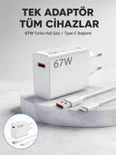 67 Watt Güvenli Hızlı Şarj Adaptörü Samsung M31 M33 M51 Uyumlu Yeni Nesil - 1