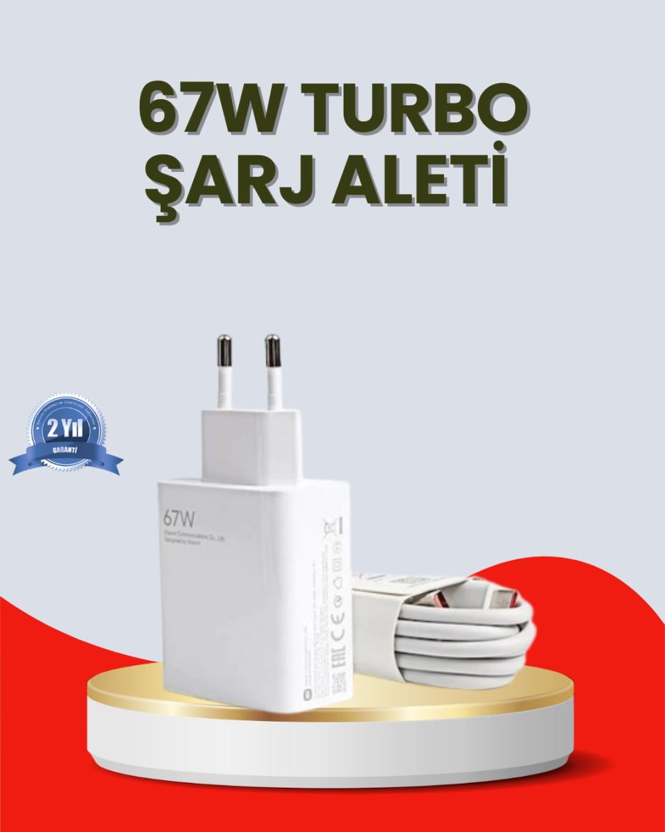 67 Watt Ultra Hızlı Şarj Adaptörü Redmi 9 10 12c Uyumlu