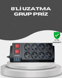 Akım Korumalı 8’li Priz 3 Usb’li Uzatma Kablosu Isıya Dayanıklı 2 Metre - 1