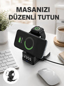 Dijital Saatli Kablosuz Şarj İstasyonu – 3’ü 1 Arada Uyumlu Hızlı Şarj Ve Led Ekran Yeni Nesil - 1