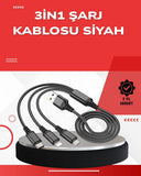Dayanıklı Metal Başlıklı 3’ü 1 Arada Şarj Kablosu – Tüm Cihazlarla Uyumlu - 1