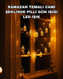 Ev Dekoru İçin Ramazan Led Işık Pilli Sıcak Sarı Cami Figürlü - 1