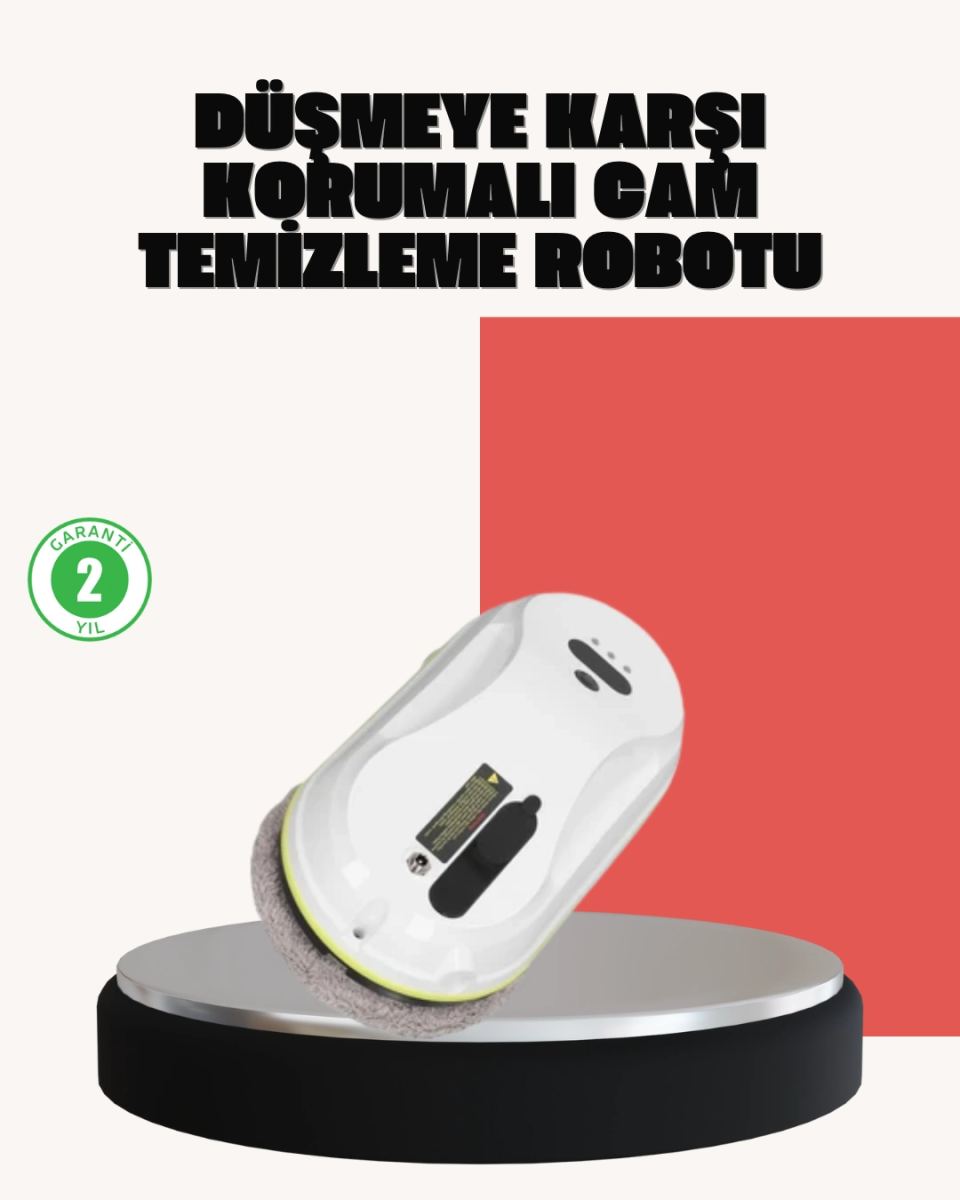 Ups Destekli Düşmeye Karşı Korumalı Cam Temizleme Robotu