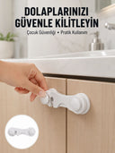 4 Adet Bebek Güvenlik Dolap Kilidi Çift Taraflı Bantlı Kolay Montajlı Emniyet Seti Yeni Nesil - 1