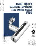 4 Modlu Musluk Başlığı | Şelale, Yağmur, Sprey, Köpük Akışı | Yüksek Basınç Performansı | Modern Tasarım - 1