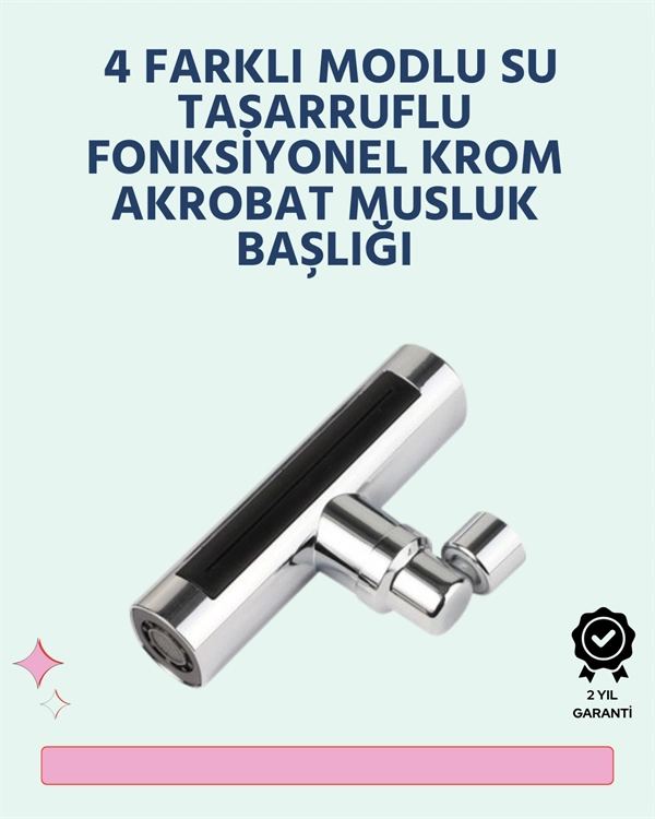 Krom Kaplamalı Çok Fonksiyonlu Musluk Başlığı | Paslanmaz Malzeme