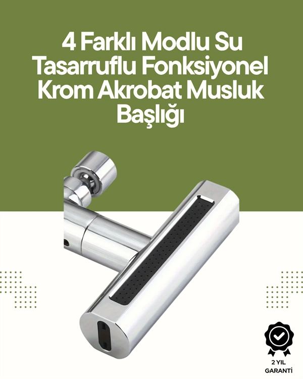 Krom Musluk Başlığı | 4'ü 1 Arada Su Çıkışı | Kolay Montajlı