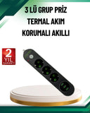 Akım Korumalı Anahtarlı Usb Girişli Üçlü Priz - 1