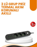 2 Metre Kablolu 3 Usb Portlu Anahtarlı Üçlü Priz - 1