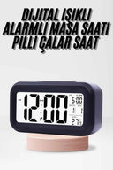 Dijital Işıklı Alarmlı Çalışma Masası Ekran Pilli Çalar Saat - 1