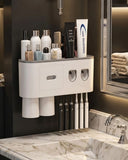 Çift Dispenserli Diş Macunu Sıkacağı 6 Fırçalık Bardaklı Banyo Organizer - 1
