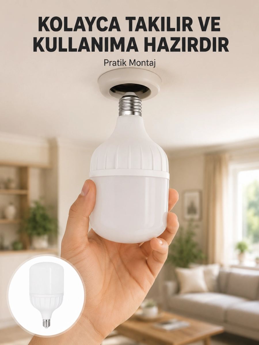 Acil Durumlara Uygun Şarjlı Torch Led Ampul 30 Watt Yeni Nesil
