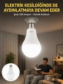Acil Durumlar İçin Şarjlı Led Ampul 6400k Soğuk Beyaz 30 Watt Yeni Nesil - 1