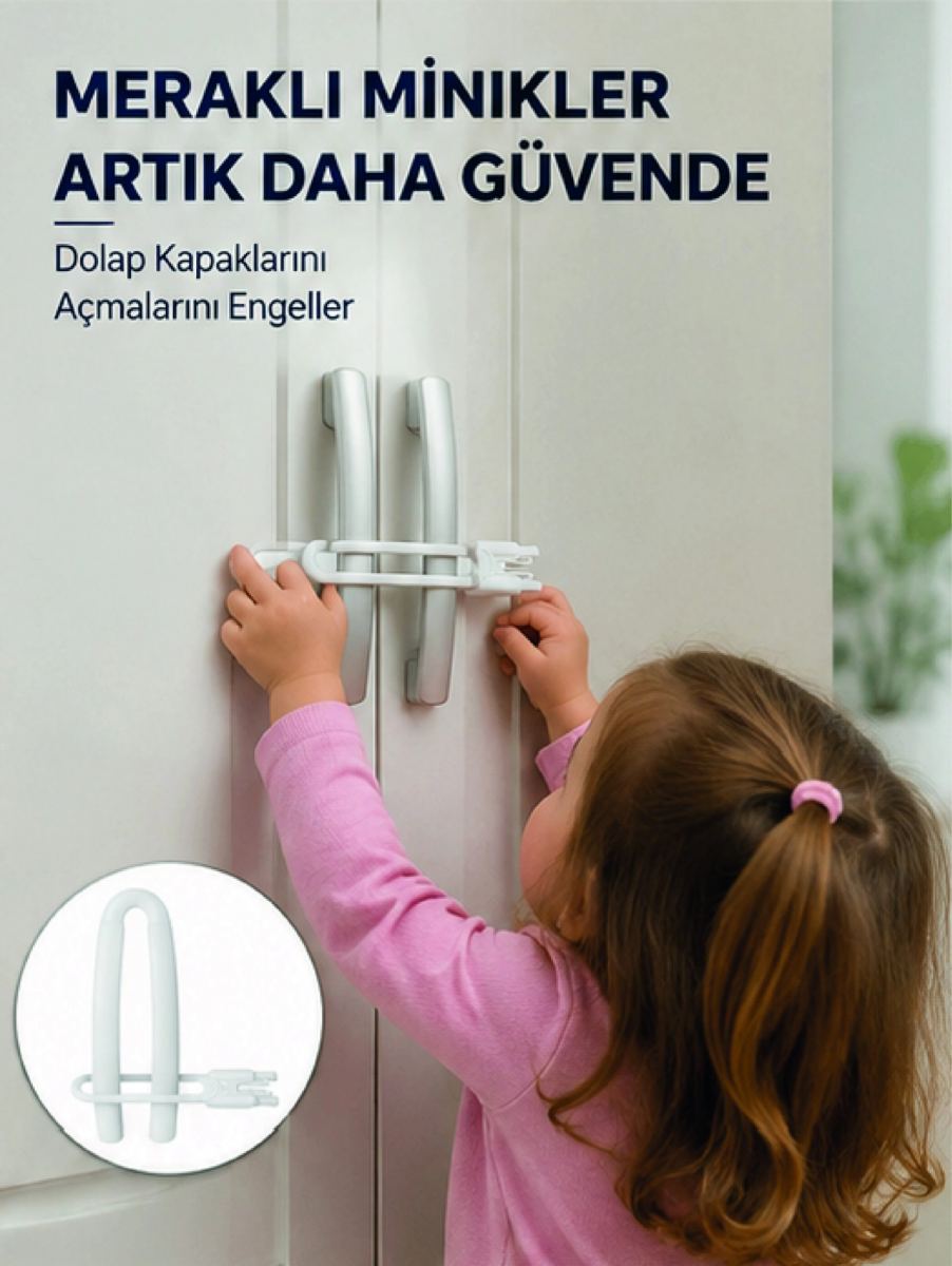 4 Adet Dolap Emniyet Kilidi Çocuk Güvenliği İçin Güçlü Ve Dayanıklı Set Yeni Nesil