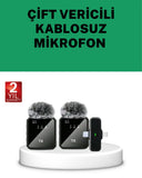Canlı Yayın Ve Video Çekimleri İçin Çiftli Kablosuz Yaka Mikrofon - 1