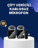 2in1 Kablosuz Yaka Mikrofonu İos Ve Android Uyumlu - 1