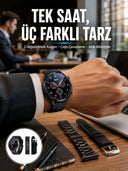 Akıllı Saat Yeni Nesil Üç Kordonlu Nabız Ölçer Çağrı Cevaplama Yeni Nesil - 1