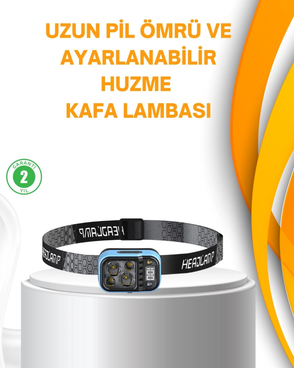 Su Geçirmez Led Kafa Lambası 53 Çalışma Modu Güç Ekranlı
