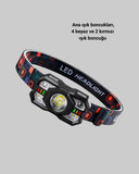 Sensörlü Led Kafa Lambası Kırmızı Beyaz Işık Ayarlanabilir - 4