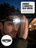 Şarj Edilebilir Led Far Hareket Sensörlü 5 Modlu Outdoor Yeni Nesil - 1