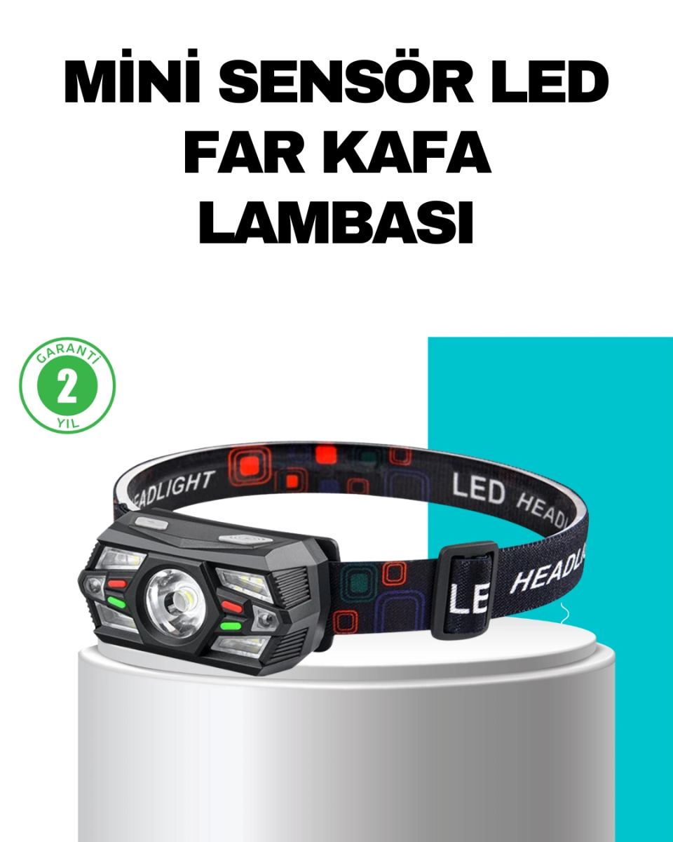 Hareket Sensörlü Şarjlı Led Far Suya Dayanıklı Çok Modlu
