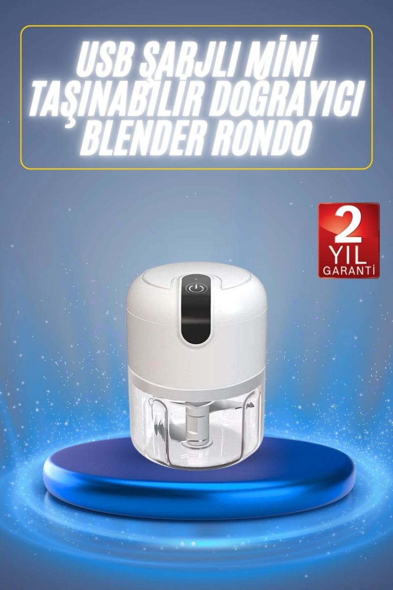 Mini El Rondosu Şarjlı Doğrayıcı Taşınabilir Rondo Blender 250 Ml
